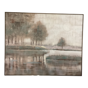 Mid Century Modern Impressionist Massive Lee Reynolds Serene Nature Scene Oil Panting Framed