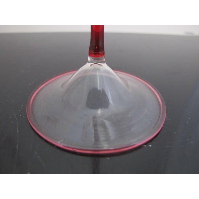 Glass Theresienthal Clear Crystal Bohemian Ruby Grape Vine Cordial Wine Glass Set of 3 For Sale - Image 7 of 9