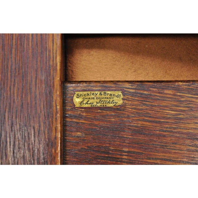 Arts & Crafts Antique Stickley & Brandt Mission Oak Arts & Crafts Arm Chair With Drop Seat For Sale - Image 3 of 16