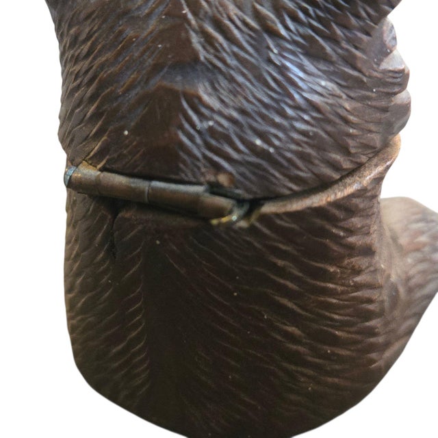 Antique Black Forest Bear Inkwell Hand Carved Wooden Carving Sculpture 2 Inch For Sale - Image 14 of 18