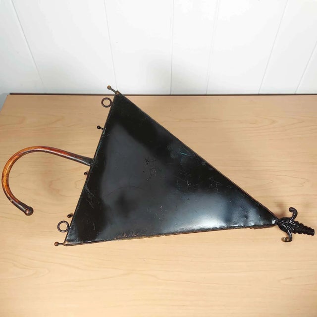 Brown Hammered Metal Umbrella Holder Planter Wall Hanging Textured Patina Umbrella Art For Sale - Image 8 of 9