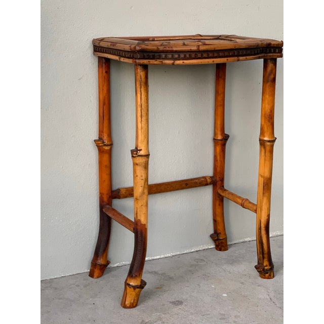 Art Nouveau Rare Bamboo Parquetry Tortoiseshell Bamboo Fern Stand/Side Table - French Aesthetic Movement in the Style of Perret & Vibert, Paris, Circa 1890 For Sale - Image 3 of 12