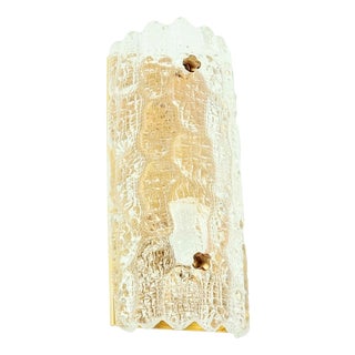 Mid-Century Modern Scandinavian Glass and Brass Wall Sconce attributed to Carl Fagerlund for Orrefors, Sweden, 1960s For Sale