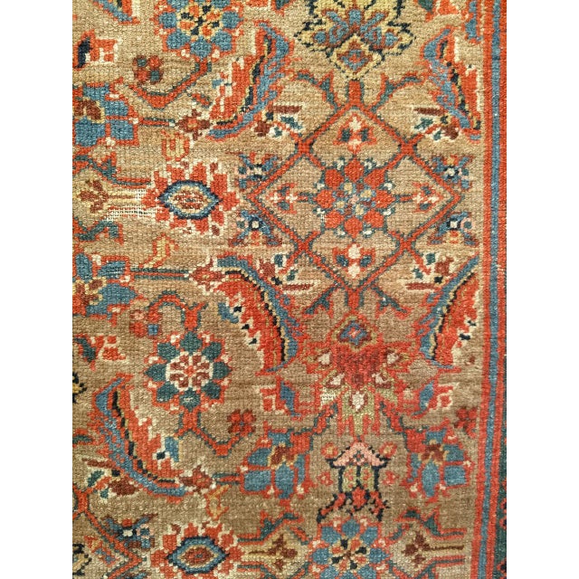 Antique Persian Serab Camel Hair Gallery Rug, Hand-Knotted Wool, Geometric Pattern, Red & Green, 5x11 For Sale In Chicago - Image 6 of 7