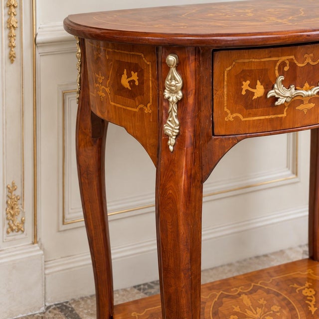 1980s 1980 French Artisan Louis XVI Brown Mahogany Side Table For Sale - Image 5 of 9