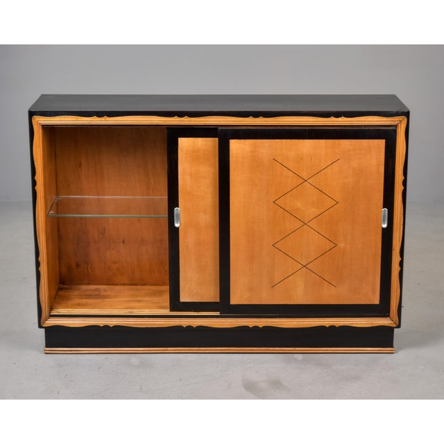 1940s Mid-Century Italian Ebonized and Beech Sliding-Door Cabinet For Sale - Image 5 of 11