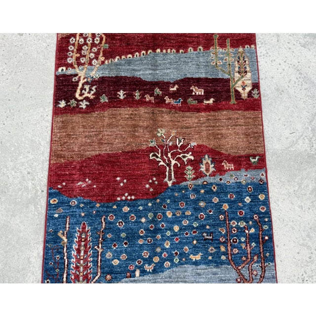 Red Red Persian Style Gabbeh Rug Runner, 02'08 X 06'08 For Sale - Image 8 of 11
