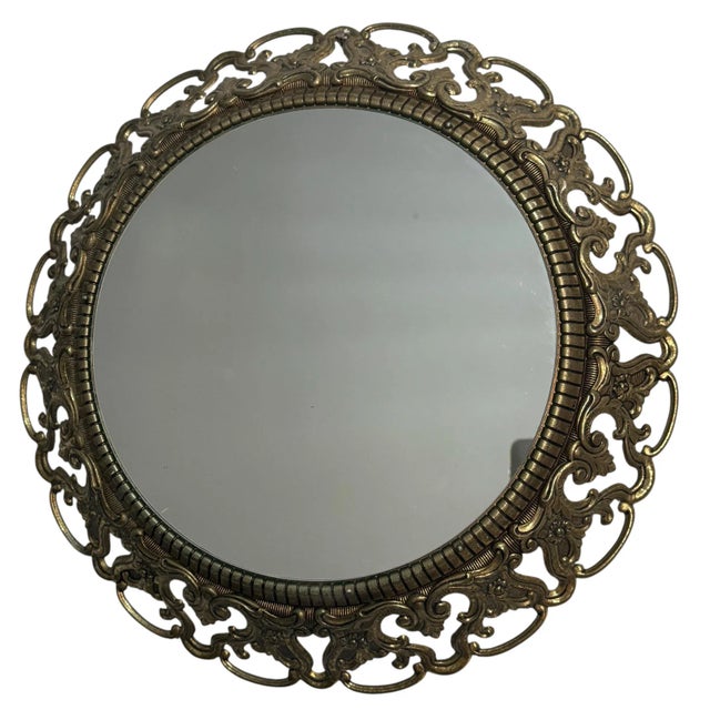Round Brass Mirror, 1970s For Sale - Image 3 of 11