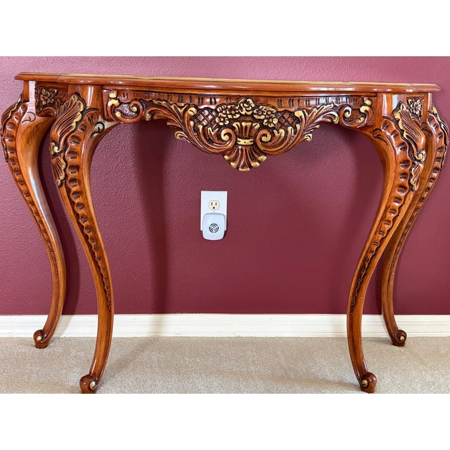 Mid-Century French Rococo Console Table & Matching Wall Mirror Set – Hand-Painted & Signed by H. Breckelschmidt For Sale - Image 10 of 10