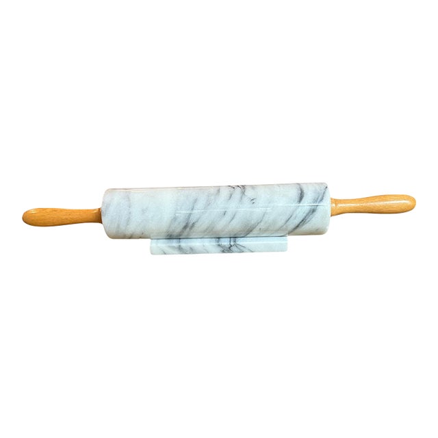 White Carrerra Marble Rolling Pin With Stand White Gray For Sale