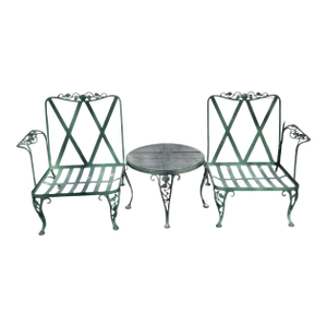 Woodard Wrought Iron Patio Chairs & Table, Attributed, 3 Pieces