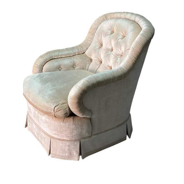 1990s Pair Hollywood Regency Baker Furniture Company Slipper Chairs For Sale - Image 10 of 18