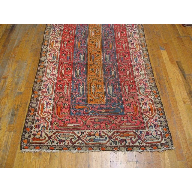 1920s 1920s Multi Geometric Antique Persian Hamadan Rug 3'8" X 9'0" Knotted Wool Carpet For Sale - Image 5 of 6