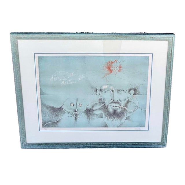 1970s Marcos Huerta, Demiurgo, Signed and Dated 74, Lithograph 52/90 Custom Framed For Sale