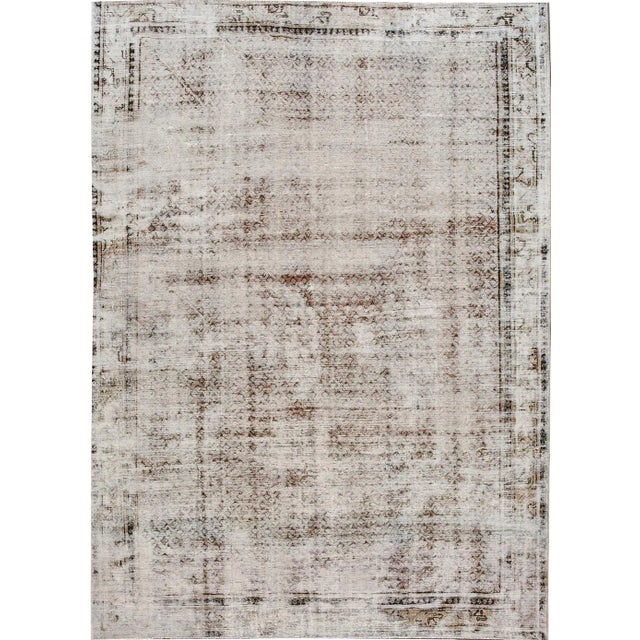 Vintage Distressed Persian Tabriz Rug For Sale