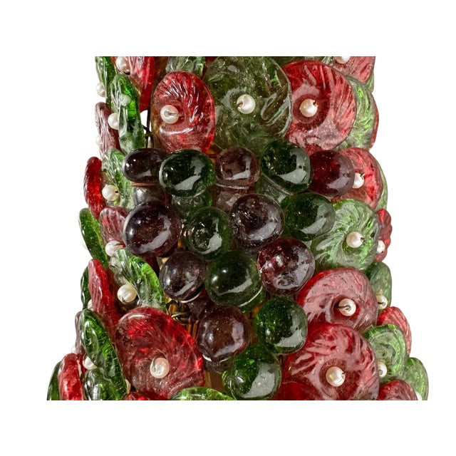 Mid 20th Century Sculptural Jewel-Toned Glass Sconce With Pearl Accents For Sale - Image 11 of 14