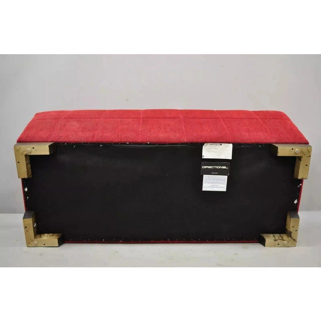 Late 20th Century Directional Red Upholstered 56" Large Modern Charles Bench Seat Ottoman For Sale - Image 10 of 12