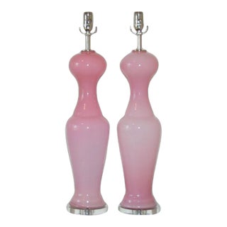 Vintage Murano Glass Lamps Pink For Sale