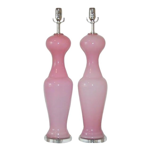 Vintage Murano Glass Lamps Pink For Sale