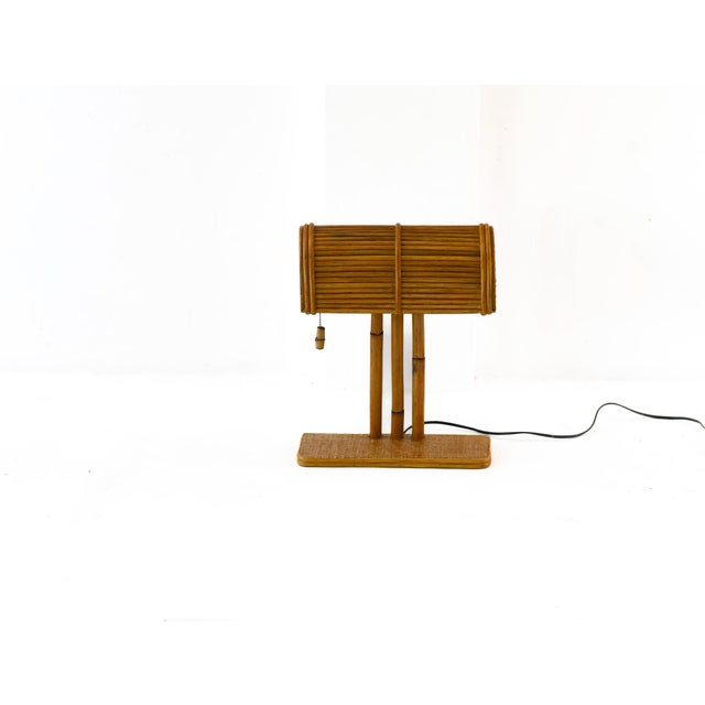 Brown Rattan Modern Bp Desk Lamp, Handcrafted Pencil Reed Rattan, Art Deco Style For Sale - Image 8 of 8
