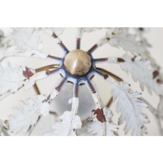 Gold Floral Ceiling Light with White Flowers and Leaves, 1950s For Sale - Image 8 of 13