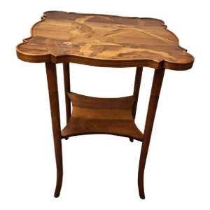 Early 20thc Majorelle or CressentAntique French Marquetry Two Tier Table