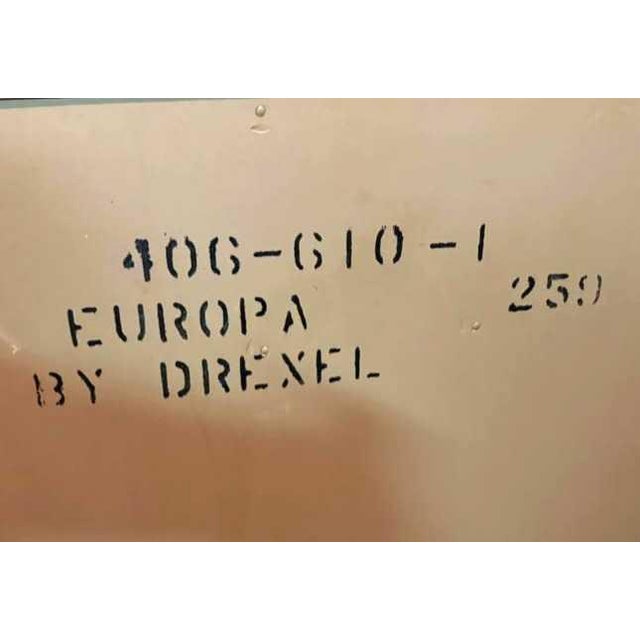 Wood Vintage "By Drexel" Europa Walnut Nightstand | Dovetail Drawer + Original Brass Hardware For Sale - Image 7 of 8