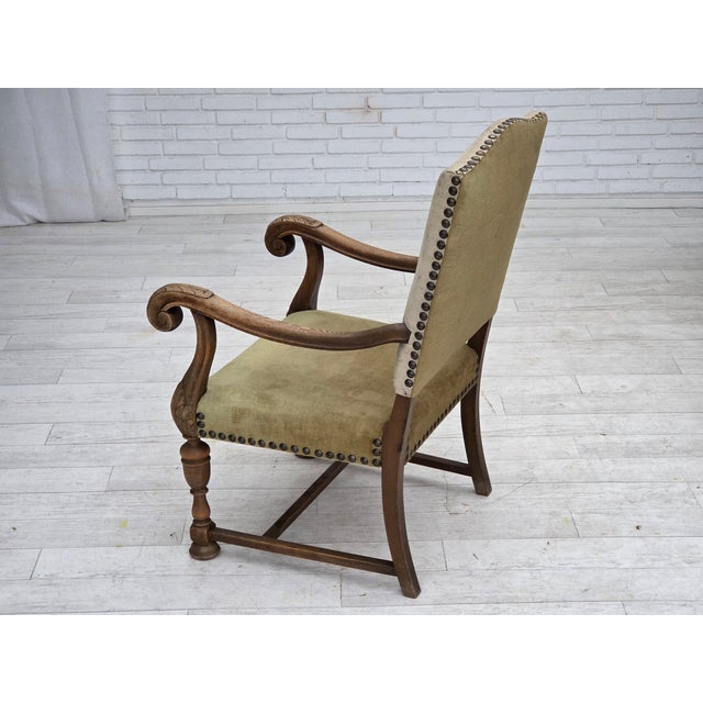 Vintage Danish Highback Armchair in Hand Woven Wool, 1950s For Sale - Image 15 of 18