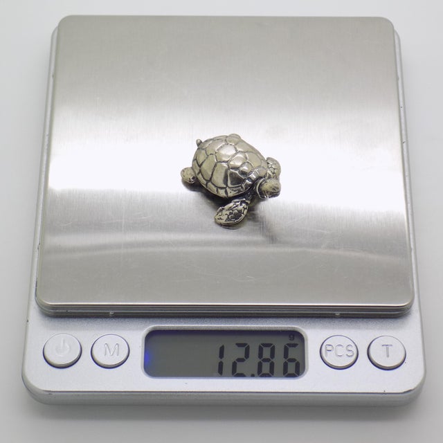 Vintage Italian Genuine Silver 800 Sea Turtle Dollhouse Miniature by Arezzo Tuscany Silversmiths, 1980s For Sale - Image 9 of 12