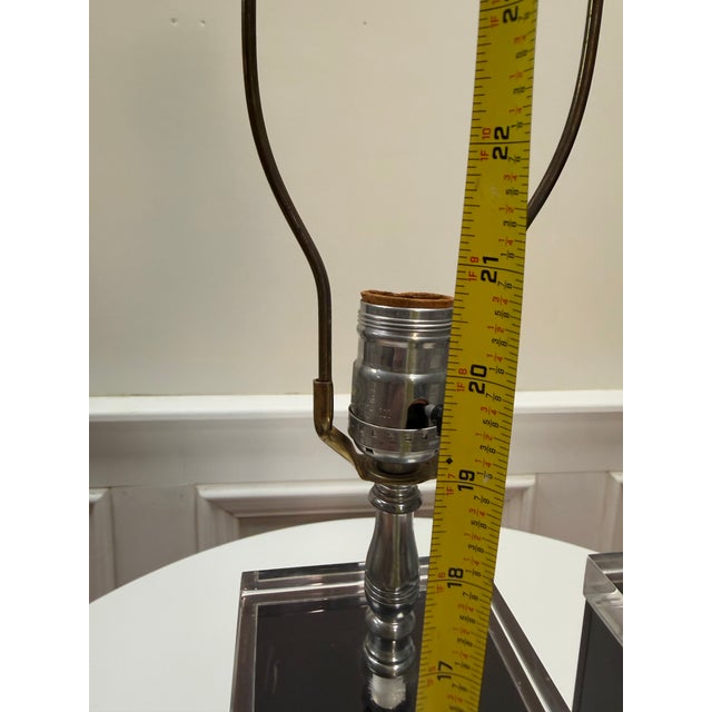 Vintage 1970s George Bullio Smoked Acrylic and Lucite Block Table Lamps - A Pair For Sale In West Palm - Image 6 of 8