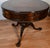 Brown 1900s Vanleigh Co. Ny English Chippendale Mahogany & Leather Top Round Center Table / Hall Table For Sale - Image 8 of 17