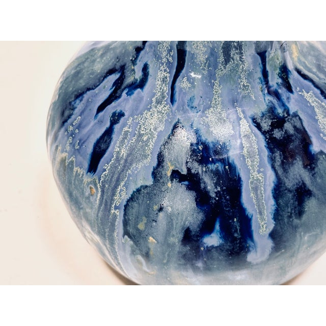 Danish Studio Ceramic Table Lamp with Pleated Lampshade, 1960s For Sale - Image 11 of 16