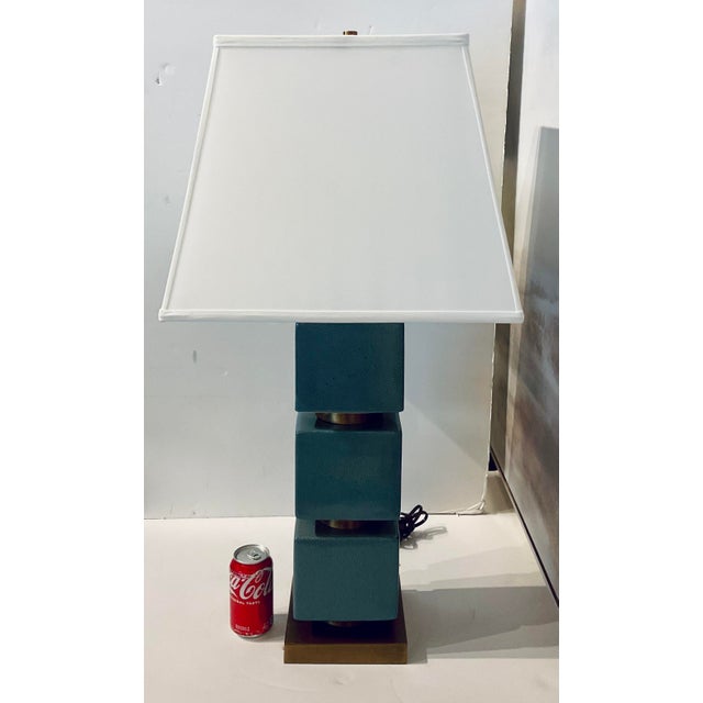 Modern Port 68 Modern Stacked Gray Shagreen Sydney Table Lamp For Sale - Image 3 of 5