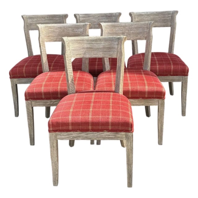 Six Cerused Oak Dining Side Chairs. Rustic/ Coastal Set of 6 For Sale
