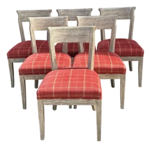 Six Cerused Oak Dining Side Chairs. Rustic/ Coastal Set of 6