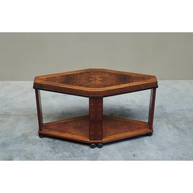 Art Deco Diamond-Shaped Side Table in Burl Wood, Europe, 1930s For Sale - Image 10 of 14