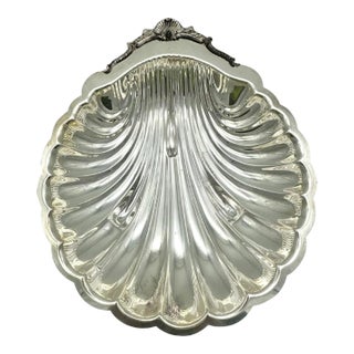 Vintage Silverplated Large Shell Shapped Platter Bowl, Marked For Sale