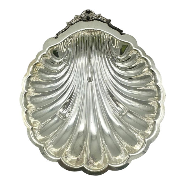 Vintage Silverplated Large Shell Shapped Platter Bowl, Marked For Sale