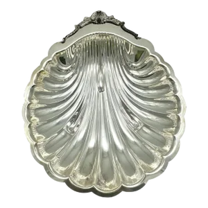 Vintage Silverplated Large Shell Shapped Platter Bowl, Marked