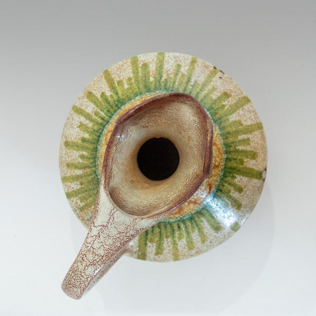 Italian Modern Ceramic Jug in Beige and Green from Bertoncello, 1960s For Sale - Image 9 of 12