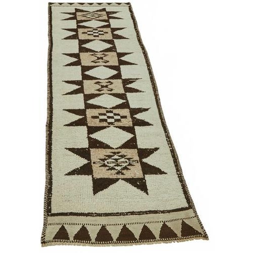 Textile Beige Bohemian Runner Rug For Sale - Image 7 of 7