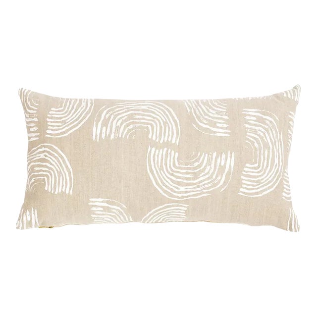 Schumacher x Caroline Z Hurley Squiggles 12" Lumbar Pillow In White For Sale