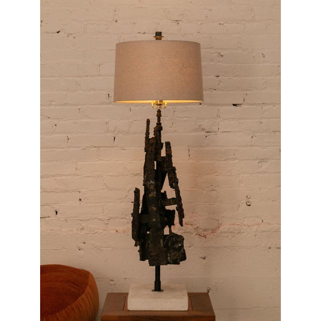 Slate Gray Unique Vintage Brutalist Table Lamp For Sale - Image 8 of 12