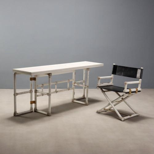 Bleached Wood Console and Chair, 1980s, Set of 2 For Sale - Image 15 of 15