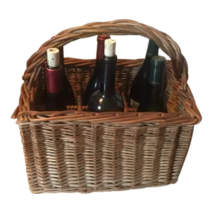 Antique 1910 French Wicker Basket Bottles Caddy