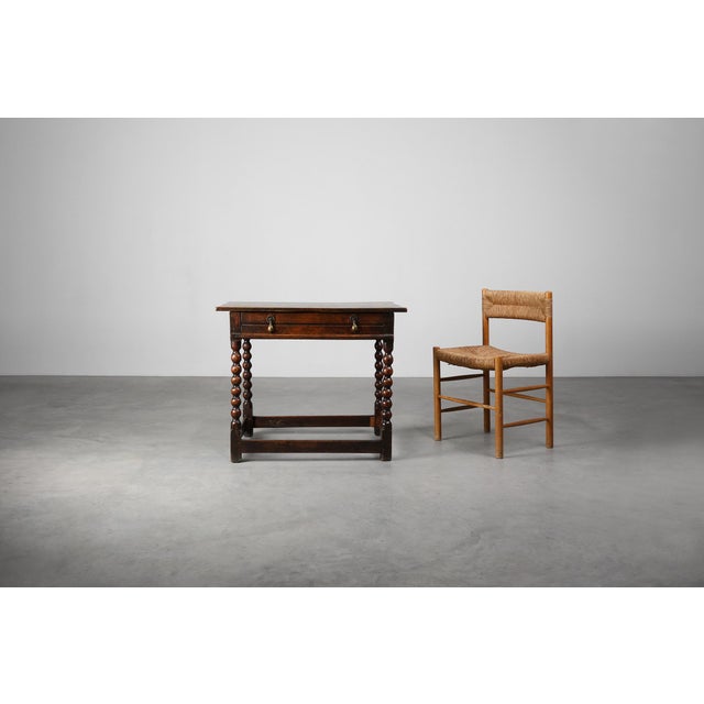 18th Century James II English Bobbin-Turned Oak Side Table with Bronze Hardware For Sale - Image 5 of 12