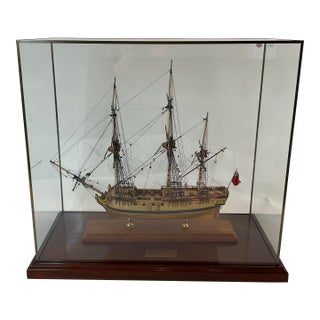 Alan Burghart Scale Model of HMS Rose 1757 Wooden Ship Display Case Handmade For Sale