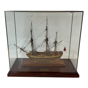 Alan Burghart Scale Model of HMS Rose 1757 Wooden Ship Display Case Handmade