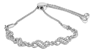 .925 Sterling Silver 1/2 Cttw Diamond Double Wave Bolo Bracelet
