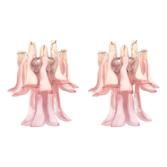 Blush Pink Murano Glass Selle Wall Sconces by Simoeng, Set of 2 For Sale